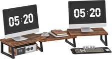 HOOBRO Dual Monitor Stand Riser, Computer Monitor Stand for PC,Rustic Brown picture