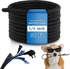 50FT Cord Protector Wire Loom Cable Sleeve Split Tubing Self Wrap Management LOT picture