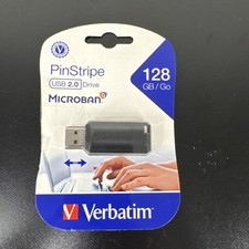 VERBATIM 49071 128GB PinStripe USB Flash Drive - Black (Z) picture