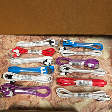 LOT OF 12 Flat USB Cable Lot USB Type A Male to Micro-USB 3 ft Multicolor Cables picture