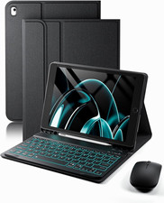 TUNKARMOR Apple iPad Black Keyboard Folio Case Cover w/ Mouse picture