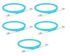 5PK - LC/UPC-LC/UPC-MM-DX-2.0mm-OM3-10ft/3m-LSZH Aqua Fiber Optic Patch Cable picture