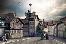 Landscape cityscape architecture building crowds street Custom Gaming Mat Desk picture