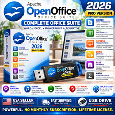 Open Office Pro Home Student 2026 Software Suite for Windows 11 10 7 & MAC USB picture