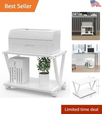 Rustic 2-Tier Wood Printer Stand - Stylish Organizer for Home Office Decor picture