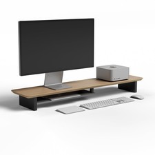 amesoba White Oak Dual‑Tier Ergonomic Desk Setup – Modern Wooden Monitor Stand picture