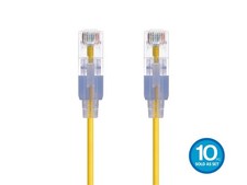 SlimRun Cat6A Ethernet Patch Cable Network RJ45 UTP 10G 30AWG 7ft Yellow 10pk picture