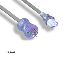 LOT 10pcs 10ft 18 AWG Hospital Grade Power Cable NEMA 5-15P to C13 10A/125V Clr picture