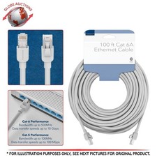 10Gbps Insignia 100-ft Cat 6A Ethernet Cable 24K Gold Plated RJ-45 Connectors picture