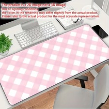 1pc Soft Pink Non-Slip Gaming Desk Mat & Mouse Pad with Soft Pink Diamond Grid picture