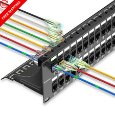 Sokqovt Patch Panel 48 Port Cat6 with Coupler Keystone, 48 Port, Black picture
