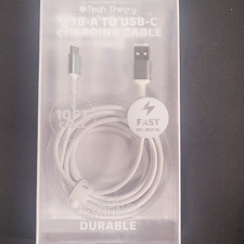 Tech Theory USB-A to USB-C Cable 10ft Fast Charging Extra Durable White picture