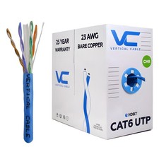 Vertical Cable CAT6 23AWG UTP Bare Copper Unshielded 1000ft Ethernet Cable Blue picture