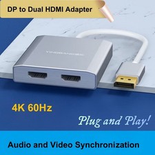 DP to Dual HDMI Adapter 1-in-2-out Multi-Screen 4K@60Hz Display Hub w/20cm Cable picture