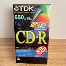 TDK CD-R 20 Pack 650MB 74 Min Recordable Compact Discs Sealed NOS picture