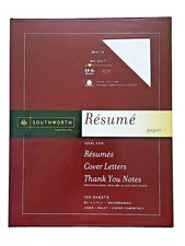 SOUTHWORTH Resume / Cover Letter Paper 100% COTTON 24 lbs WHITE (8 1/2  x 11) picture
