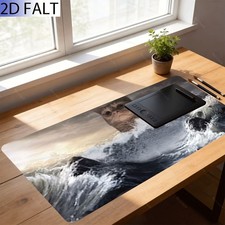 2D Flat, 1pc Extra Large, Non-Slip, Desk Mat, Mouse Pad, Cat Floating in Turbu picture
