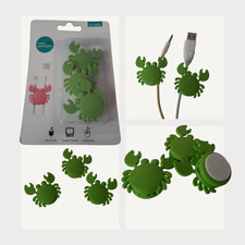3Pcs Desk Organizer Cute Green Crab Clamp Clips PVC Cable Clamp picture