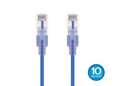 SlimRun Cat6A Ethernet Patch Cable RJ45 Stranded UTP Wire 30AWG 2ft Blue 10-Pack picture