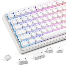 113 PCS Cute Cat PBT/PC Shine Through Keycaps White Mao Profile Gaming picture