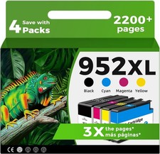 Relcolor 952XL Ink Cartridges Combo Pack - Black Cyan Magenta Yellow 4 Pack picture