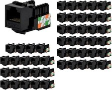 Logico KJ6224 8P8C Keystone Jack Cat6 Black Network Ethernet 110 Punchdown 50pcs picture