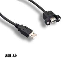 [10X] 3' Panel-Mount USB 2.0 Type A Extension Cable 480 Mbps Sync Charge Data picture