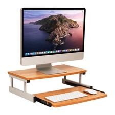 Mind Reader Monitor Stand, Sliding Keyboard Drawer, Laptop, Riser, Office, Wo... picture