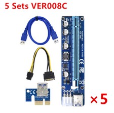 5Pcs 60Cm 008C Pci-E Riser Card Pcie 1X To 16X Usb 3.0 Data Cable Graphics Mini picture