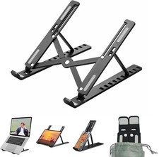 Foldable Adjustable Laptop Stand Aluminum 7 Height Levels 8-16 Inch Black picture