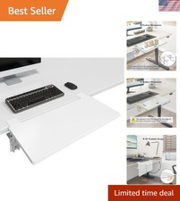 Small Ergonomics Desk Extender Tray, 20 x 9.5 Inch, White | 90° Foldable Keyb... picture