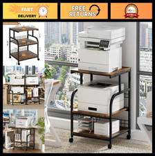 Large Mobile Printer Stand with Storage, 3-Tier Rolling Cart, Lockable Wheels, A picture