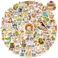 WAKEMOODEI 200PCS Animal Bookish Stickers, Waterproof Book Stickers Colorful  picture