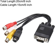 VGA to RCA Cable, 3RCA + S-Video Adapter VGA Cable for TV PC Computer picture