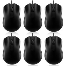 6 PCS Black Wired USB Computer Mouse Bulk 3 Button Corded Mice PC Laptop picture