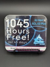 AOL 8.0 1045 Hours Now No Credit Card CD Computer Software Factory Sealed Tin picture