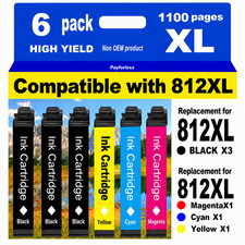 812XL 6 Pack Ink Cartridges For Epson WorkForce WF-7840 WF-7310 EC-C7000 WF-7820 picture