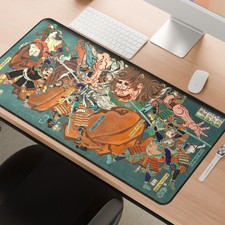 Samurai vs Demon Desk Mat Large Mouse Pad | Japanese Ukiyo-e Art Raiko Mount Oe picture
