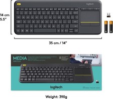 Logitech K400 Plus Wireless Touch TV Keyboard for PC-Connected TV - Black - NEW picture