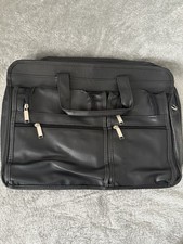 Unbranded Black Faux Leather Soft Briefcase/Laptop Bag w/ Zipper Pockets picture