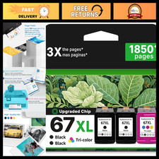 High-Capacity 67XL Ink Cartridge 3-Pack - Black & Color Replacement for Printers picture