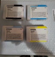 EPSON T8501 Empty Cartridge Used VIRGIN (Yellow Cyan Black Light Cyan) read  picture