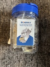 ZOERAX RJ45 Cat 7/Cat 6A Pass-Through Modular Plugs, Clear/Blue 50-Pack picture
