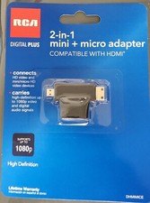 RCA 2-In-1 HDMI Female to HDMI Mini/Micro HDMI Adapter DHMIMICE Brand New picture