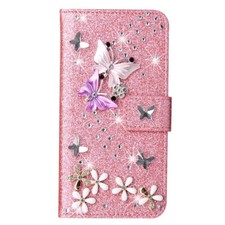 Diamond Butterfly Card Wallet Cover Case For 18 17 16 15 13 12 11 14 Pro 16E picture