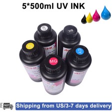 ACHI 5*500ML UV INK Refill For UV Printer 5 Colors CMYK WH Neutral Ink US Ship picture