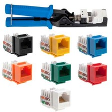 Cat5e Keystone Jack Network Ethernet 45 Degree RJ45 Tool Punch down Set lot picture