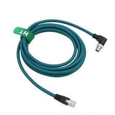 1m 90Degree Right Angle Ethernet 8 Pin X Coded M12 RJ45 CAT7e Data Cable picture