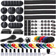 300 Organizadores de Cables Kit Fundas Clips Lazos Organizador para Escritorio T picture