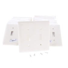 Hubbell NP2OW Office White 2-Gang Toggle Unbreakable Nylon Wallplate Cover 25pcs picture
